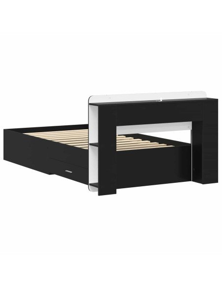 Telaio del letto con storage con testiera Nero 75 x 190 cm