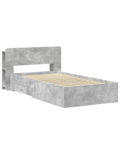 Telaio del letto con storage Grigio Cemento 75 x 190 cm 2