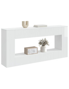 Tavolo consolle Rigato Bianco Lucido 155 x 29 x 74 cm 2