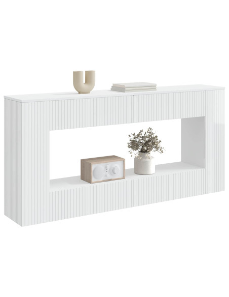 Tavolo consolle Rigato Bianco Lucido 155 x 29 x 74 cm