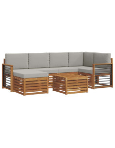 Set divani con cuscino 7 pcs Grigio Naturale e Chiaro 2