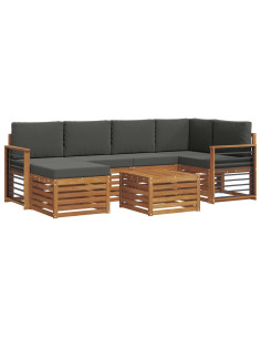 Set divani 7 pcs Naturale e Antracite Legno di Acacia Massello 2