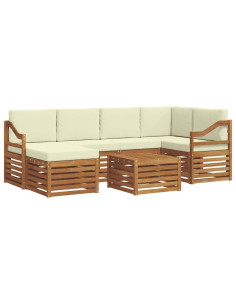 Set divani 7 pcs Naturale e Crema Legno di Acacia Massello 2