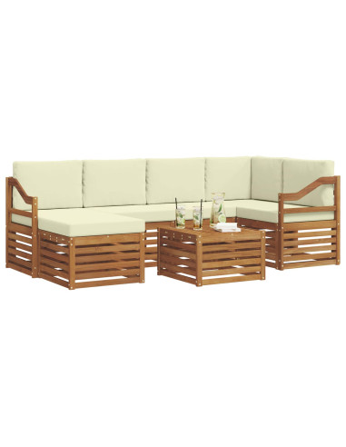 Set divani 7 pcs Naturale e Crema Legno di Acacia Massello