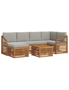 Set divani con cuscino 7 pcs Grigio Naturale e Chiaro 2