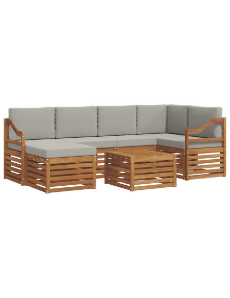 Set divani con cuscino 7 pcs Grigio Naturale e Chiaro