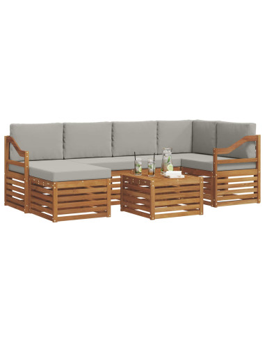 Set divani con cuscino 7 pcs Grigio Naturale e Chiaro