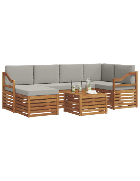 Set divani con cuscino 7 pcs Grigio Naturale e Chiaro
