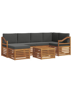 Set divani 7 pcs Naturale e Antracite Legno di Acacia Massello 2