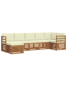 Set divani 7 pcs Naturale e Crema Legno di Acacia Massello 2