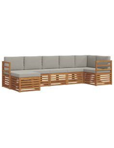 Set divani con cuscino 7 pcs Grigio Naturale e Chiaro 2