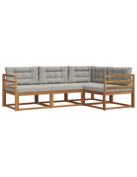 Set di divani da esterno 4 pcs Grigio Naturale e Chiaro