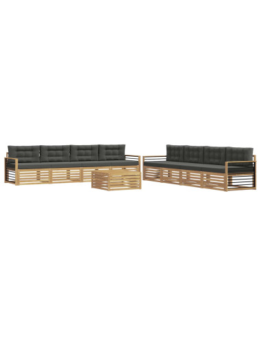 Set di divani da esterno 9 pcs Bianco e Antracite Poliestere