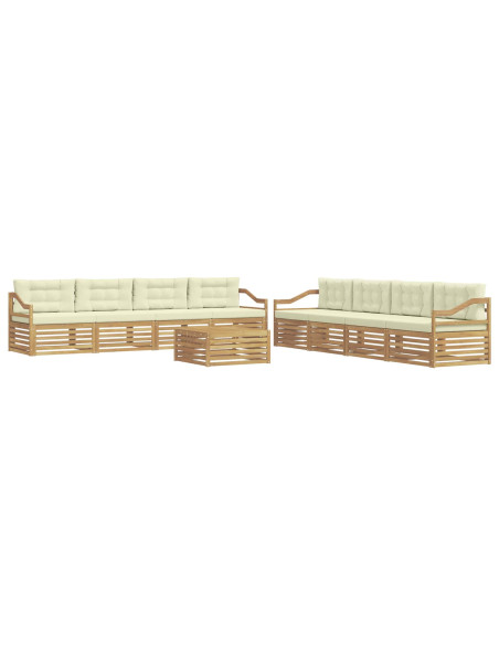 Set di divani da esterno 9 pcs Bianco e Crema Poliestere