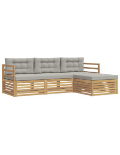 Set di divani da esterno 4 pcs Bianco e Grigio Chiaro 2