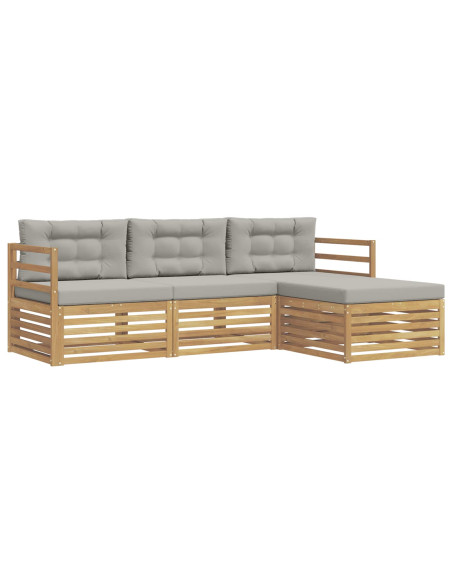 Set di divani da esterno 4 pcs Bianco e Grigio Chiaro