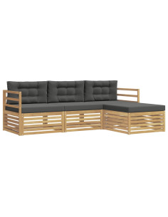 Set di divani da esterno 4 pcs Bianco e Antracite Poliestere 2