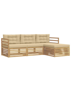 Set di divani da esterno 4 pcs Bianco e Beige Poliestere 2