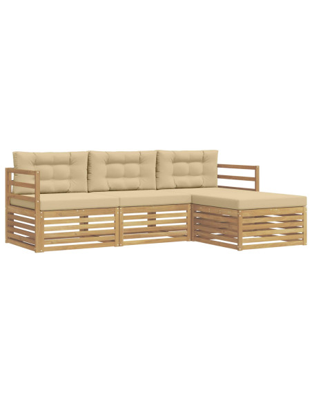Set di divani da esterno 4 pcs Bianco e Beige Poliestere