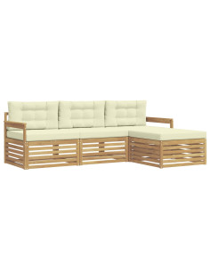 Set di divani da esterno 4 pcs Bianco e Crema Poliestere 2