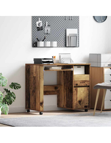 Scrivania con Ruote con cassetto Legno vecchio 91 x 50 x 77 cm