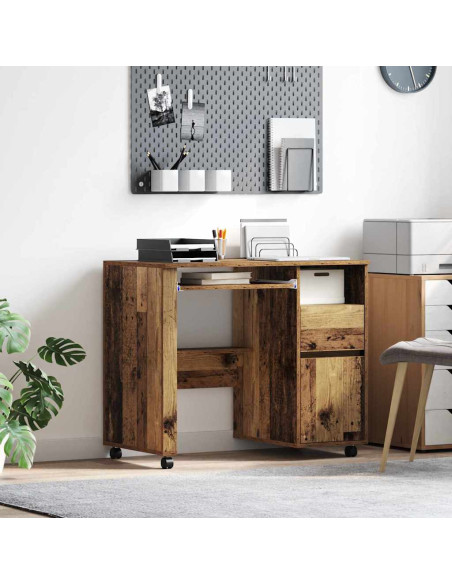 Scrivania con Ruote con cassetto Legno vecchio 91 x 50 x 77 cm