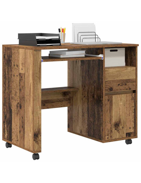 Scrivania con Ruote con cassetto Legno vecchio 91 x 50 x 77 cm