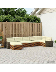 Set di divani da esterno con cuscino 7 pcs Naturale e Crema