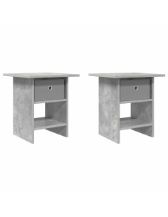 Comodino 2 pcs Grigio cemento 41 x 40 x 45 cm Legno multistrato 2