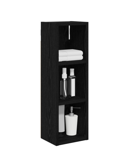 Armadio da bagno a muro Rovere Nero 20 x 16 x 62,5 cm