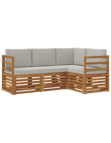 Set divani con cuscino 4 pcs Grigio Naturale e Chiaro