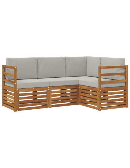 Set divani con cuscino 4 pcs Grigio Naturale e Chiaro