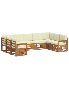Set divani 9 pcs Naturale e Crema Legno di Acacia Massello 2