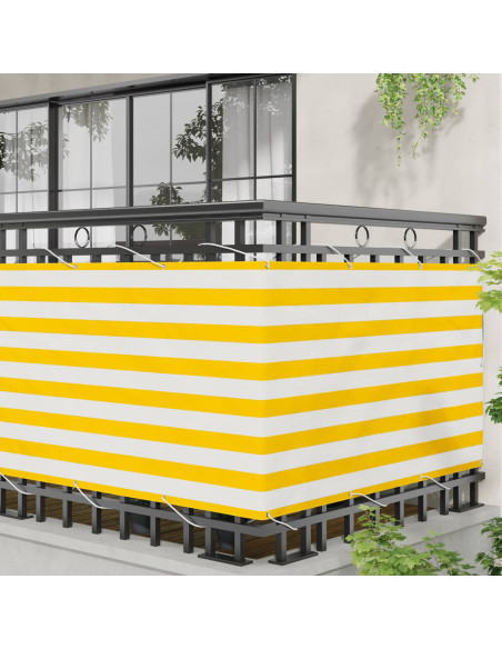 Schermo da balcone Giallo e Bianco 100 x 300 cm Tessuto Oxford