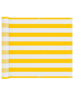 Schermo da balcone Giallo e Bianco 100 x 400 cm Tessuto Oxford 2