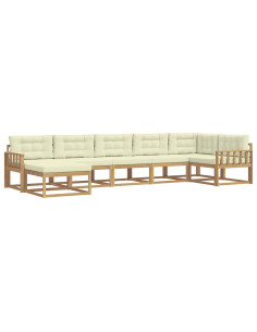 Set di divani da esterno con cuscino 7 pcs Bianco e Crema 2