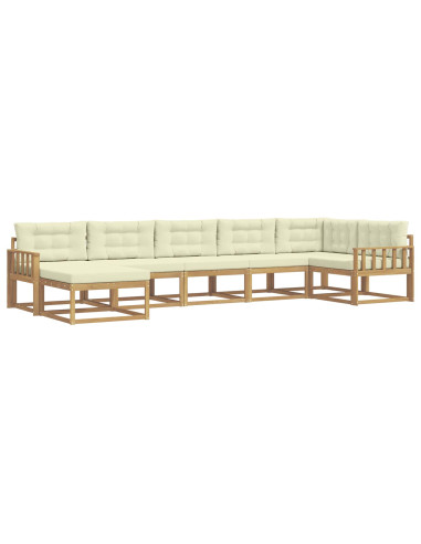 Set di divani da esterno con cuscino 7 pcs Bianco e Crema