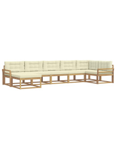 Set di divani da esterno con cuscino 7 pcs Bianco e Crema 2