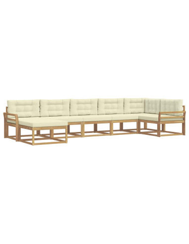 Set di divani da esterno con cuscino 7 pcs Bianco e Crema