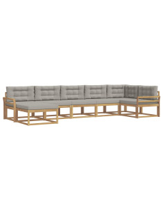 Set di divani da esterno 7 pcs Bianco e Grigio Chiaro 2