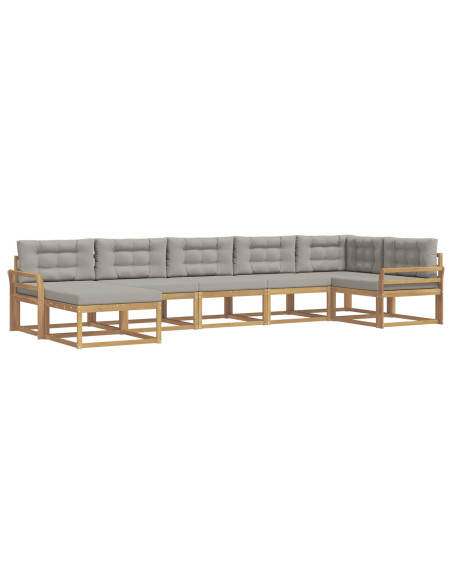 Set di divani da esterno 7 pcs Bianco e Grigio Chiaro