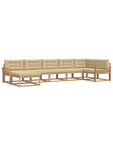 Set di divani da esterno con cuscino 7 pcs Bianco e Beige