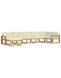 Set di divani da esterno con cuscino 7 pcs Bianco e Crema 2