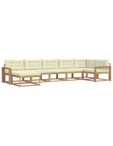 Set di divani da esterno con cuscino 7 pcs Bianco e Crema