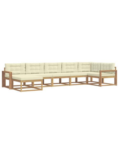 Set di divani da esterno con cuscino 7 pcs Bianco e Crema