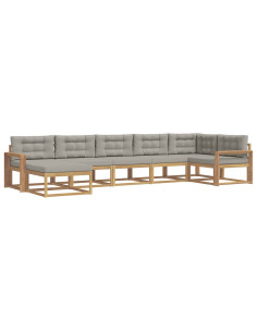 Set di divani da esterno 7 pcs Bianco e Grigio Chiaro 2