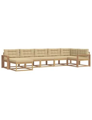 Set di divani da esterno con cuscino 7 pcs Bianco e Beige