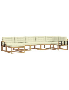 Set di divani da esterno con cuscino 7 pcs Bianco e Crema 2