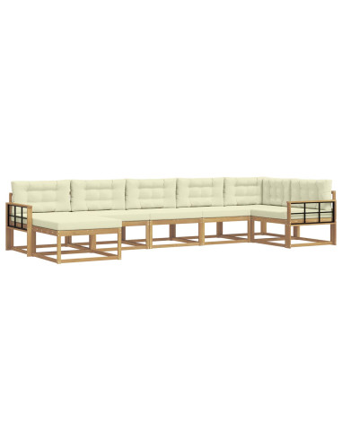 Set di divani da esterno con cuscino 7 pcs Bianco e Crema