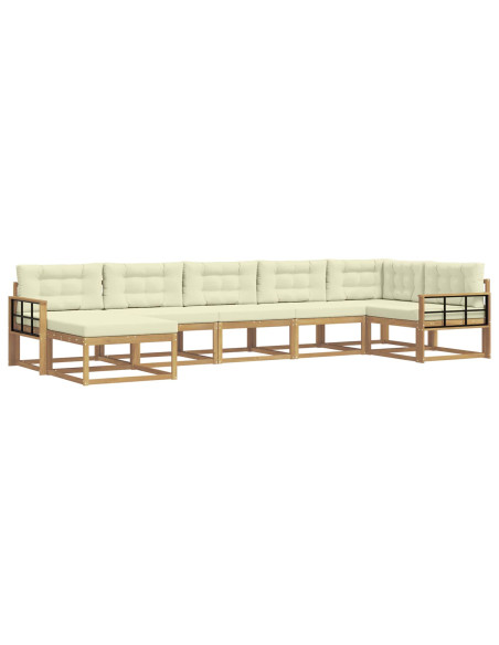 Set di divani da esterno con cuscino 7 pcs Bianco e Crema